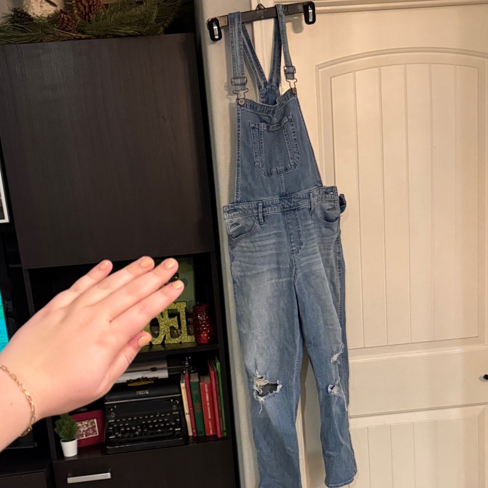 Hollister Light Blue Denim Overalls